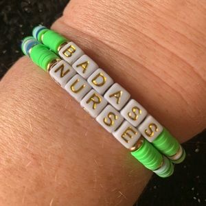 “Badass Nurse” 2 Heishi Bracelet Set